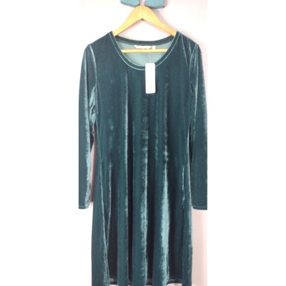 Soft Surroundings Short Santiago Knee Length Emerald Green Velvet Dress M - Picture 5 of 16